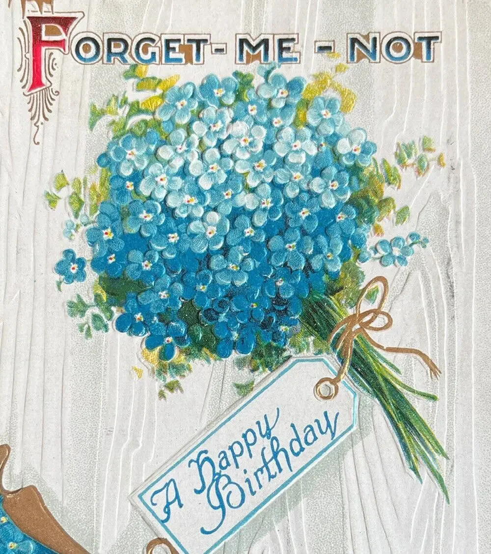 Antique 1919 Ephemera Postcard Sweet Message Forget Me Not Birthday Posted SEE